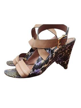 Derek Lam Snakeskin Leather Strappy Heels Sandals Size 6.5 B Made in Italy